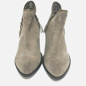 Jeffrey Campbell Crockett Taupe Zipper Trim Ankle Boots
